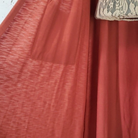 LuLaRoe Women's SARAH Flowy Marled Knit Open Front Long Duster Orange XS - Picture 4 of 7
